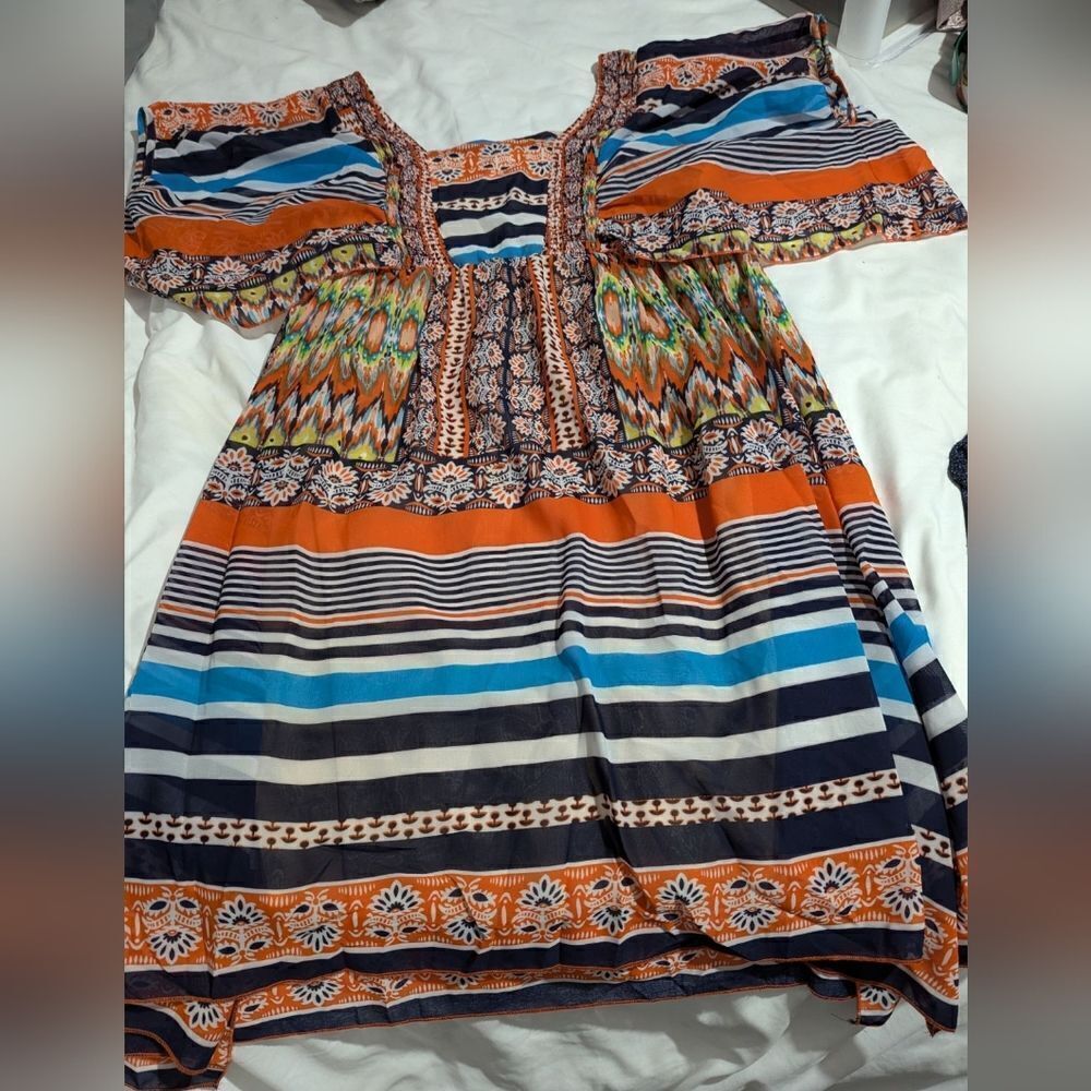 Vintage One World Women Size S Empire Waist Chiffon Summer dress - Picture 2 of 12